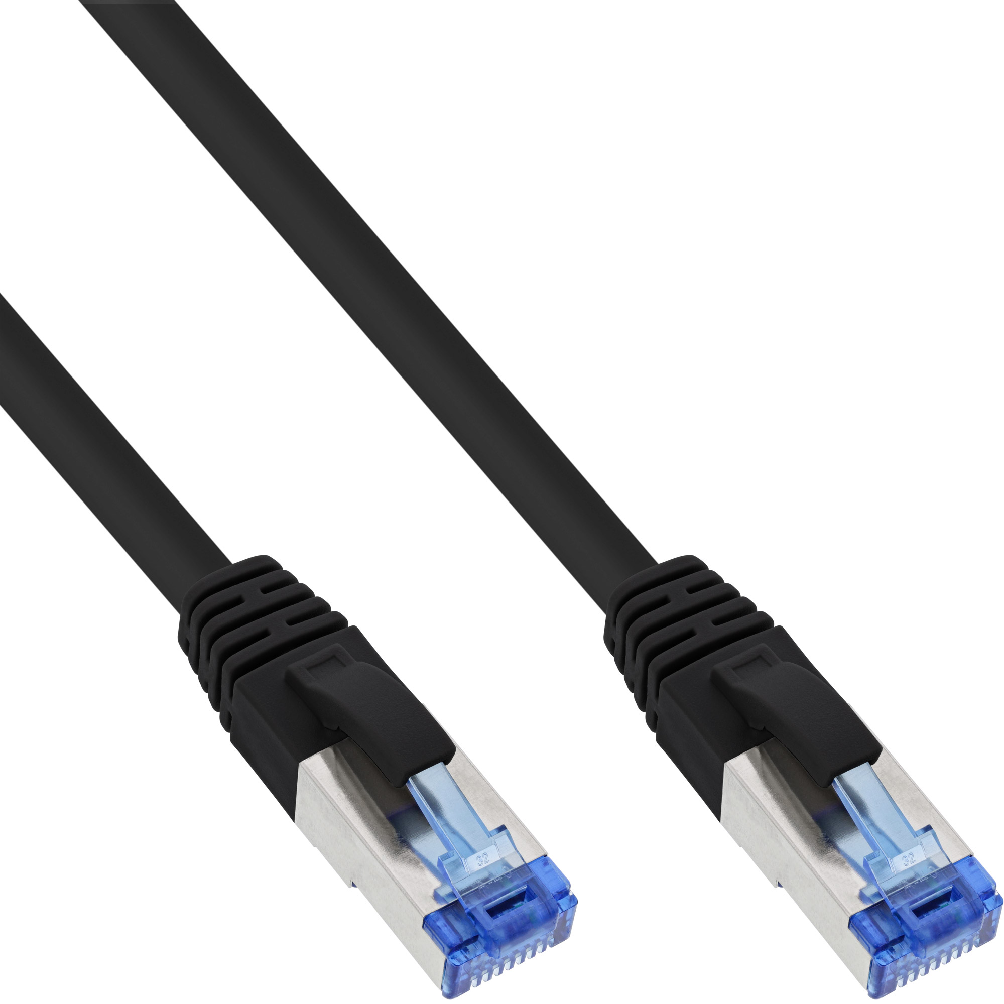 25er Bulk-Pack InLine® Patchkabel, S/FTP (PiMf), Cat.6A, 500MHz, halogenfrei, Kupfer, schwarz, 3m