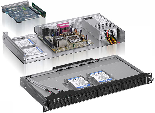 19 Zoll 1 HE Servergehäuse S104B-ITX-12G (12G version)