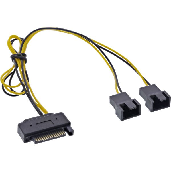 InLine® SATA Strom-Y-Kabel, SATA Buchse an 2x Lüfter (2pol) Stecker, 0,3m