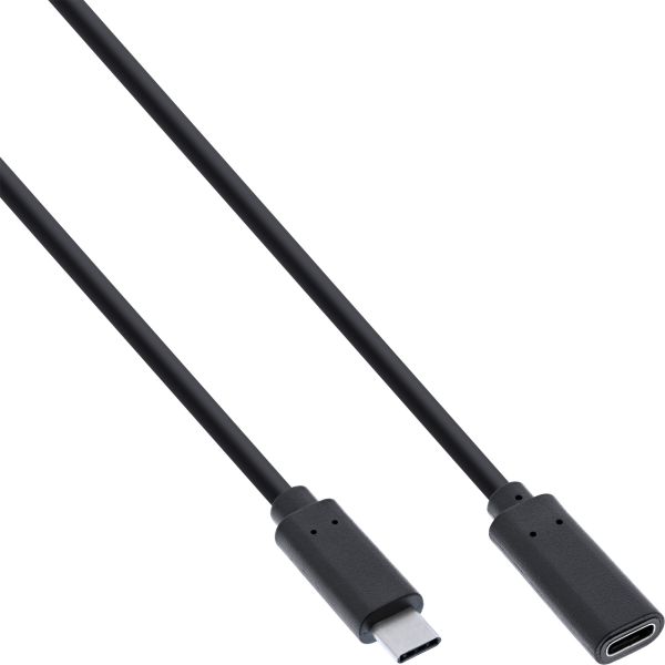 InLine® USB 3.2 Kabel, USB Typ-C Verlängerung Stecker/Buchse, schwarz, 0,5m