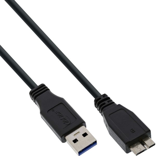 InLine® USB 3.0 Kabel, A an Micro B, schwarz, 1,5m