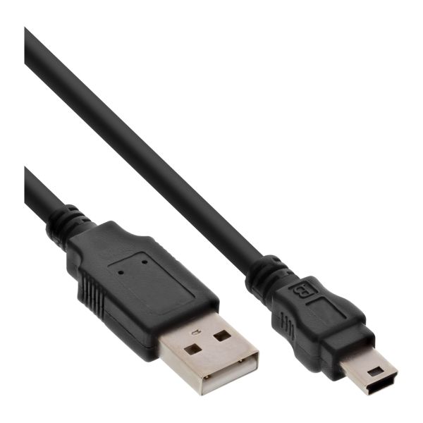 InLine® USB 2.0 Mini-Kabel, USB A Stecker an Mini-B Stecker (5pol.), schwarz, 0,3m