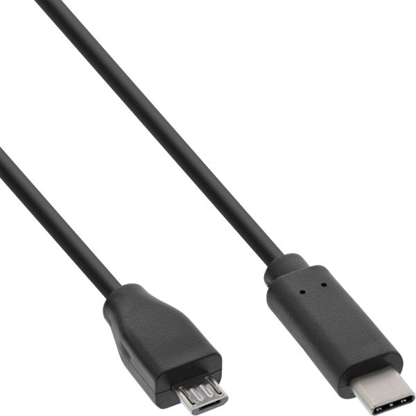 InLine® USB 2.0 Kabel, Typ C Stecker an Micro-B Stecker, schwarz, 0,5m
