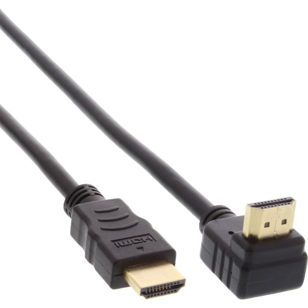 InLine® HDMI Kabel, gewinkelt, HDMI-High Speed mit Ethernet, Stecker / Stecker, verg. Kontakte, schw