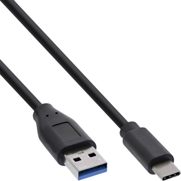 60er Bulk-Pack InLine® USB 3.2 Kabel, USB Typ-C an A Stecker, schwarz, 2m