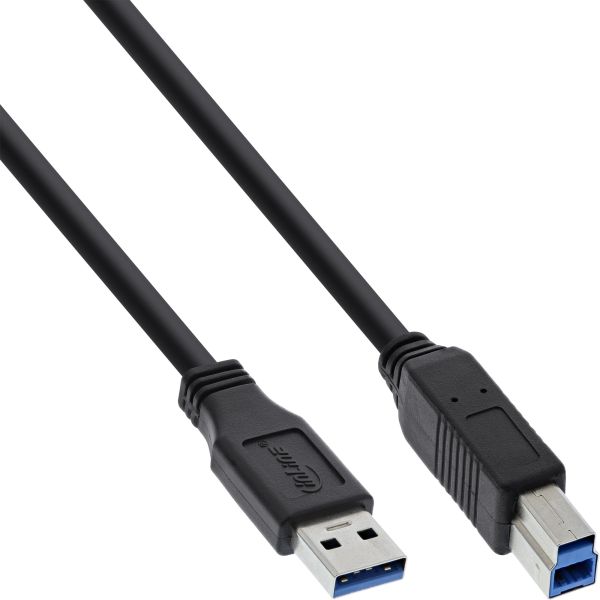InLine® USB 3.0 Kabel, A an B, schwarz, 2m