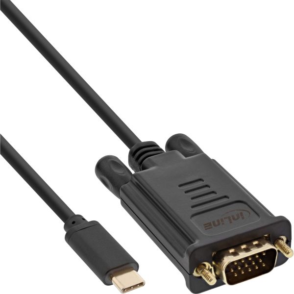 InLine® USB Display Kabel, USB Typ-C Stecker zu VGA Stecker (DP Alt Mode), schwarz, 1m