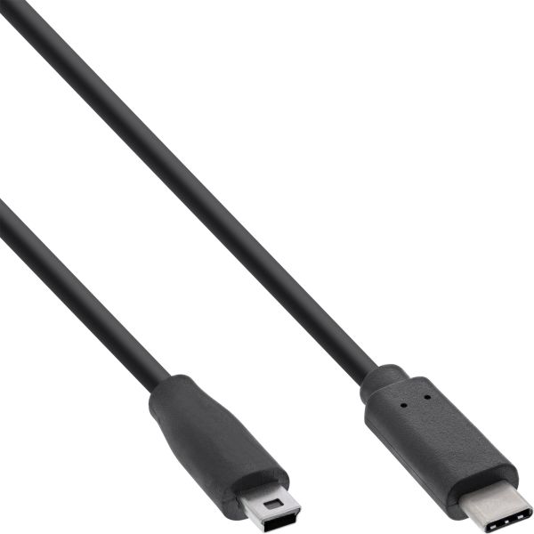 InLine® USB 2.0 Kabel, Typ C Stecker an Mini-B Stecker (5pol.), schwarz, 0,5m