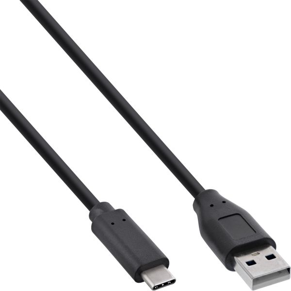 InLine® USB 2.0 Kabel, Typ C Stecker an A Stecker, schwarz, 0,3m