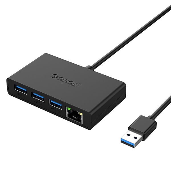 Orico USB 3.0 Hub mit 3 USB-A-Anschlüssen und Gigabit-Ethernet-Anschluss