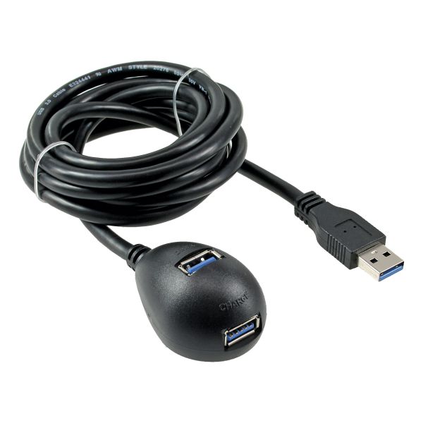 InLine® USB 3.2 Verlängerung, A Stecker / Buchse, schwarz, mit Standfuß, 2m