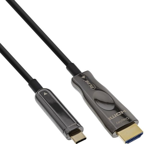 InLine® USB Display AOC Kabel, USB Typ-C Stecker zu HDMI Stecker, 15m