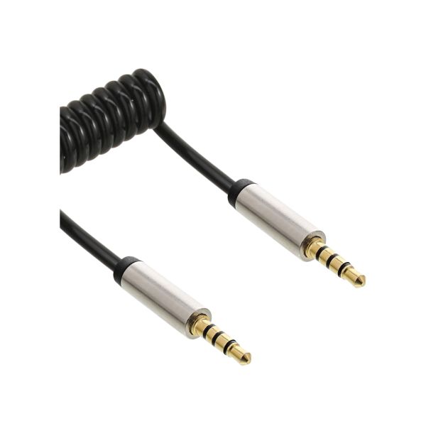InLine® Slim Audio Spiralkabel Klinke 3,5mm ST/ST, 4-polig, Stereo, 3m