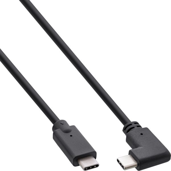 InLine® USB 3.2 Gen.2 Kabel, USB-C Stecker/Stecker gewinkelt, schwarz, 0,3m