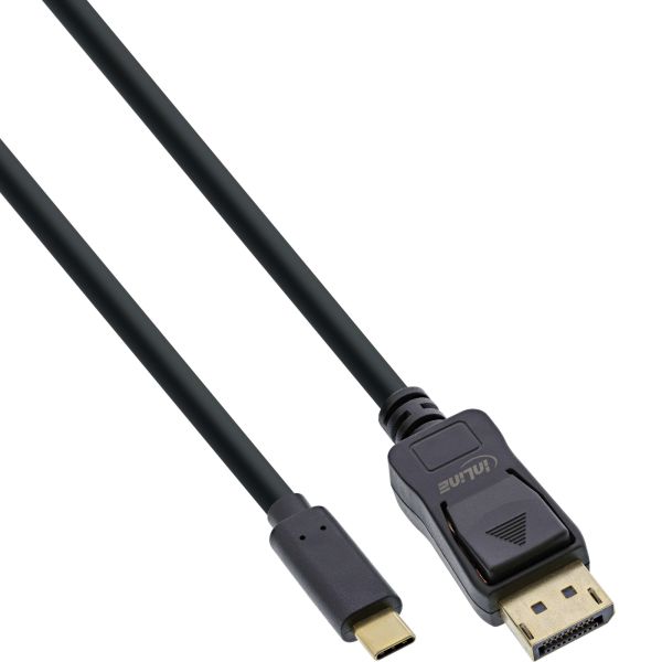 InLine® USB Display Kabel, USB Typ-C Stecker zu DisplayPort Stecker (DP Alt Mode), 4K2K, schwarz, 5m