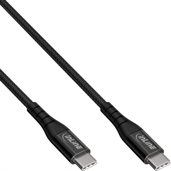 InLine® USB 2.0 Kabel, USB-C Stecker/Stecker Schnelladekabel 100W, textil schwarz, 2m