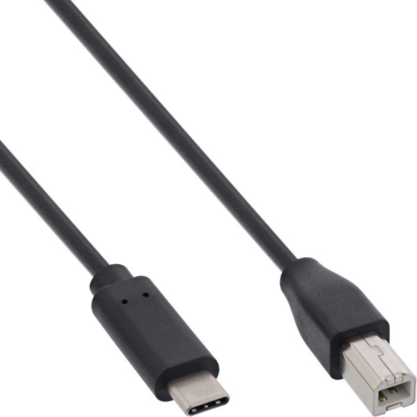 InLine® USB 2.0 Kabel, Typ C Stecker an B Stecker, schwarz, 3m