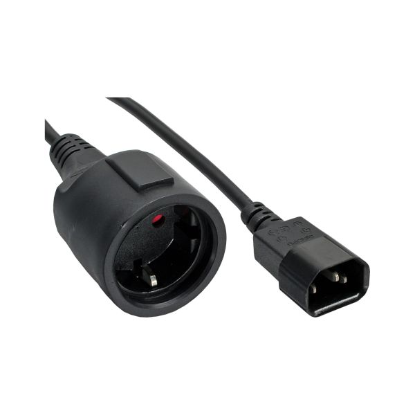 InLine® Netz Adapter Kabel, Kaltgeräte C14 auf Schutzkontakt Buchse, für USV, 3m