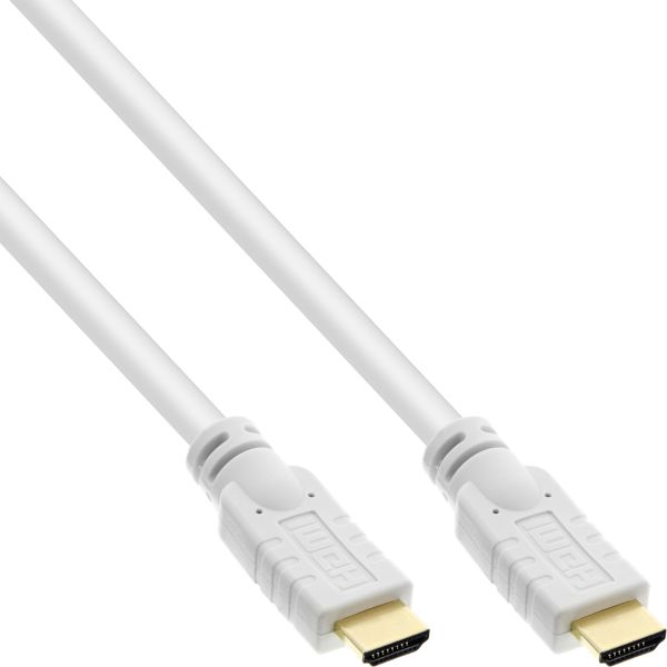 InLine® HDMI Kabel, HDMI-High Speed mit Ethernet, Premium, 4K2K, Stecker / Stecker, weiß / gold, 10m