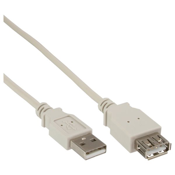 InLine® USB 2.0 Verlängerung, Stecker / Buchse, Typ A, beige, 3m, bulk