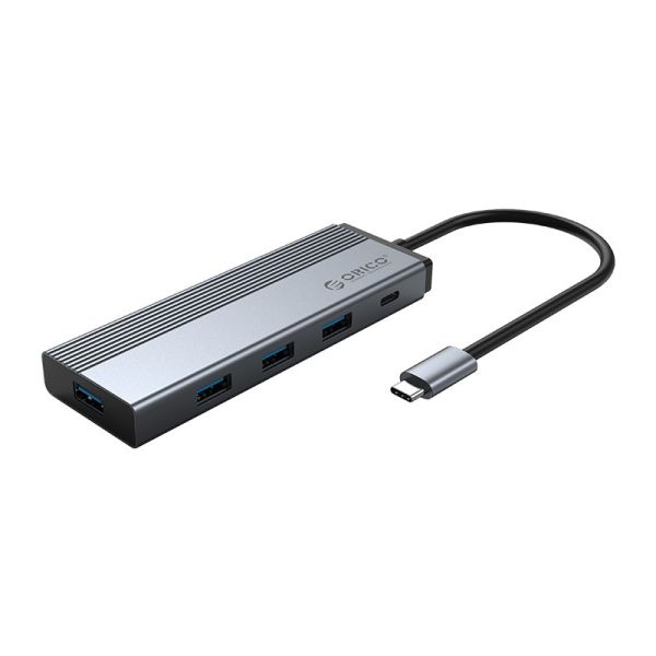 5-in-1-USB-C-Hub - 4x USB 3.0 - 1x USB-C-Stromversorgung - Grau