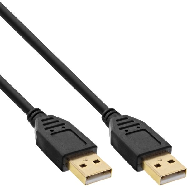 InLine® USB 2.0 Kabel, A an A, schwarz, Kontakte gold, 2m