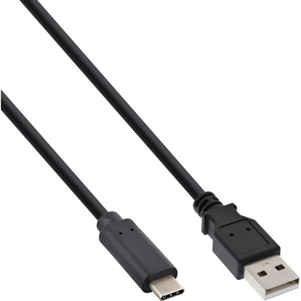 InLine® USB 2.0 Kabel, Typ C Stecker an A Stecker, schwarz, 1m