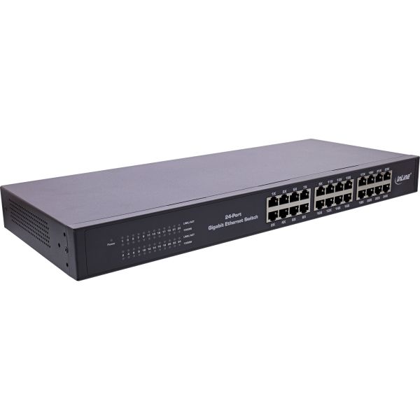 InLine® Gigabit Netzwerk Switch 24-Port, 1GBit/s, 48,26cm (19"), Metall, lüfterlos