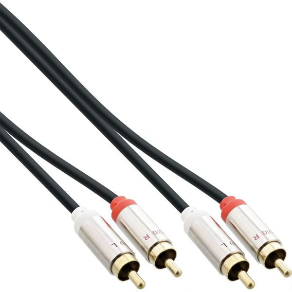 InLine® Slim Audio Kabel 2x Cinch ST/ST, Stereo, 0,5m