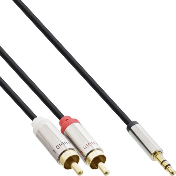 InLine® Slim Audio Kabel Klinke 3,5mm ST an 2x Cinch ST, 10m