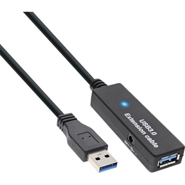 InLine® USB 3.0 Aktiv-Verlängerung, Stecker A an Buchse A, schwarz, 20m