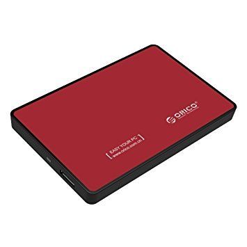 Festplattengehäuse 2,5 Zoll - HDD / SSD - USB3.0 - aus Metall und Kunststoff - Rot