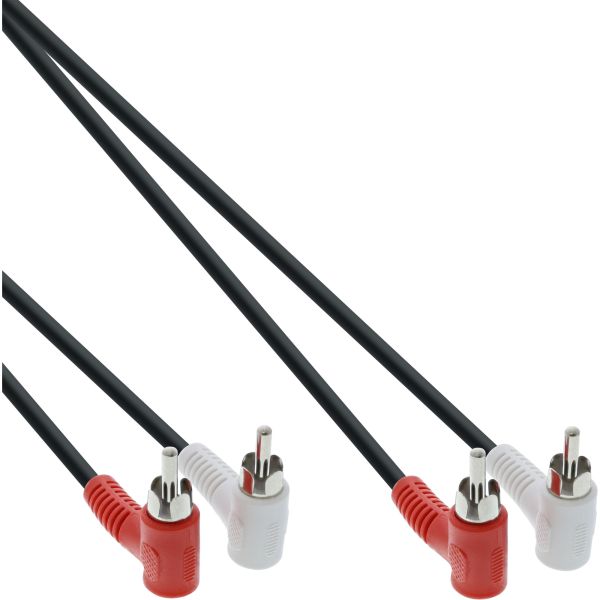 InLine® Cinch Kabel, 2x Cinch, Stecker / Stecker gewinkelt, 1,2m
