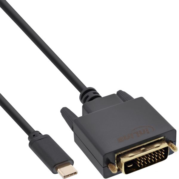 InLine® USB Display Kabel, USB Typ-C Stecker zu DVI Stecker (DP Alt Mode), schwarz, 2m
