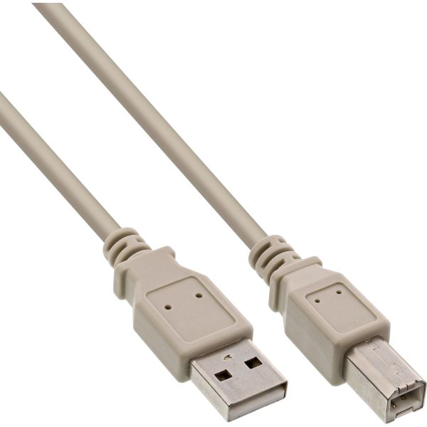 InLine® USB 2.0 Kabel, A an B, beige, 0,3m